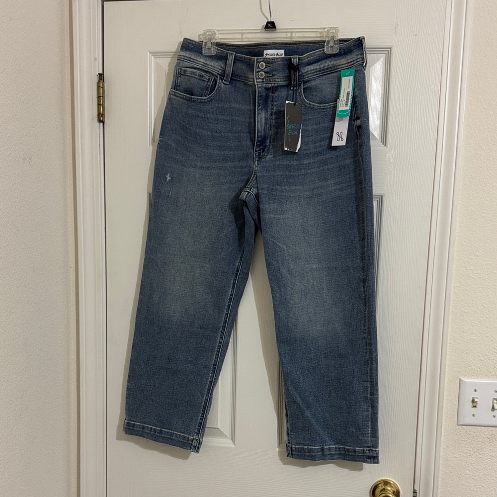 Stylish Cropped Retro Wide Leg Denim Jeans
